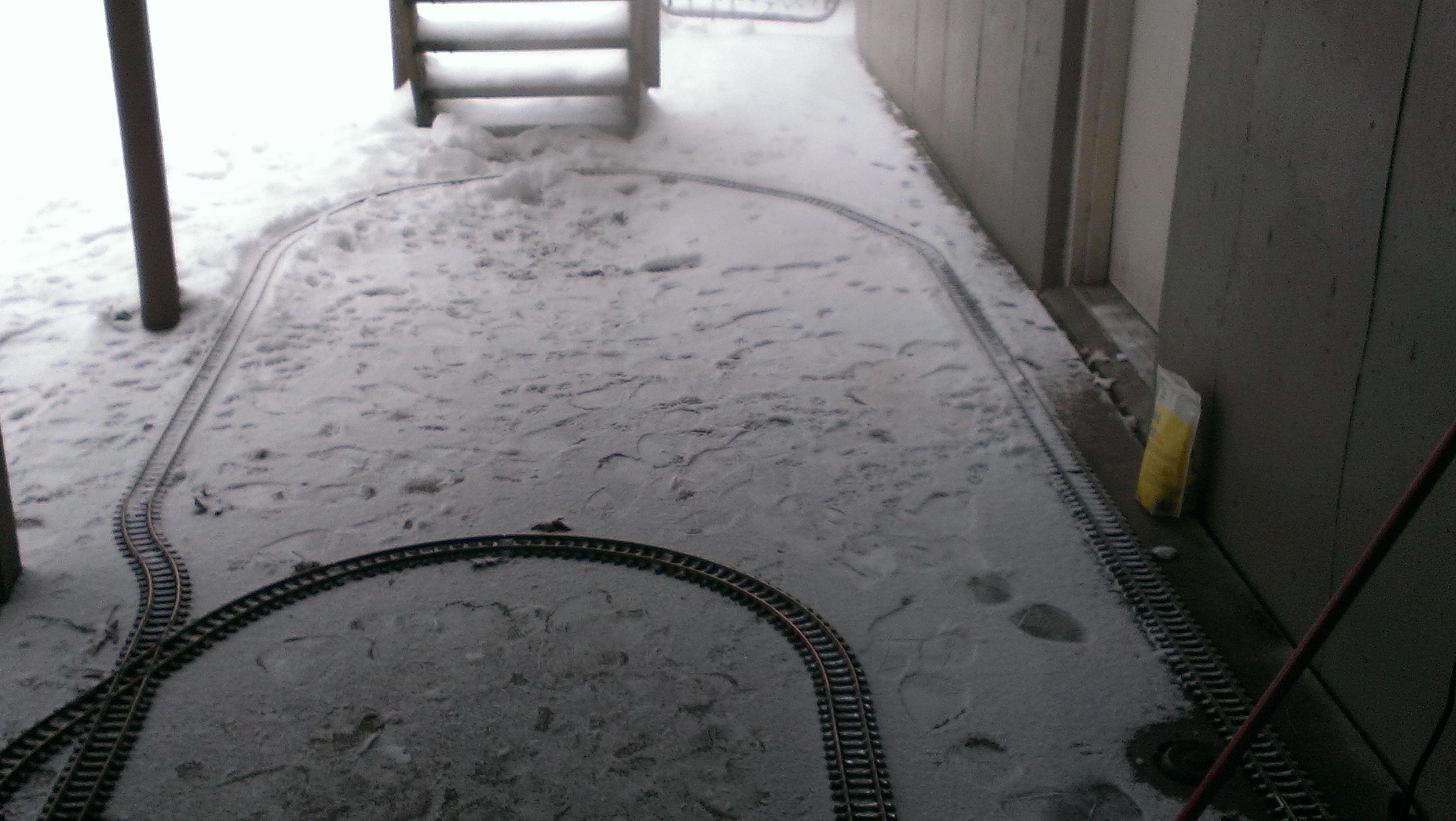 Train track in the snow